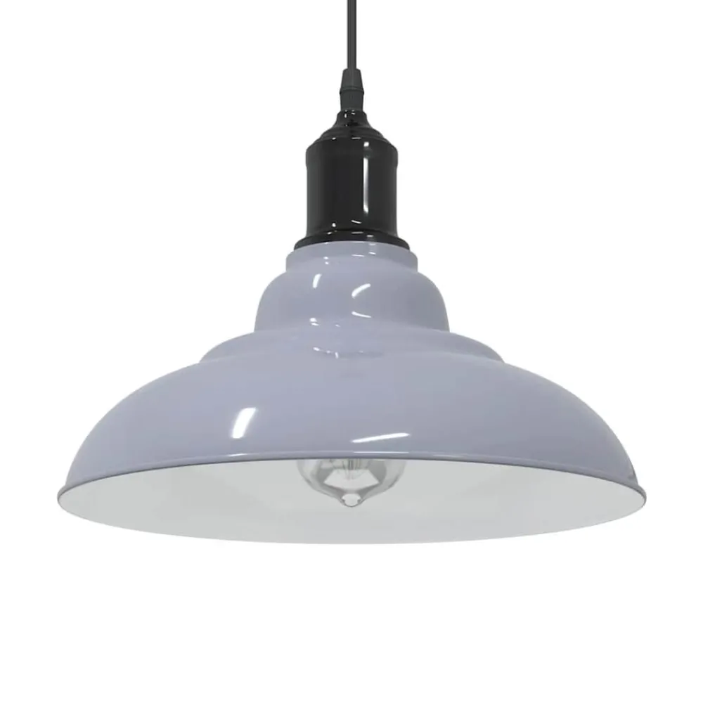 Luminaires-vidaXL Lampe suspendue réglable hauteur E27 Ø 31cm métal Gris brillant