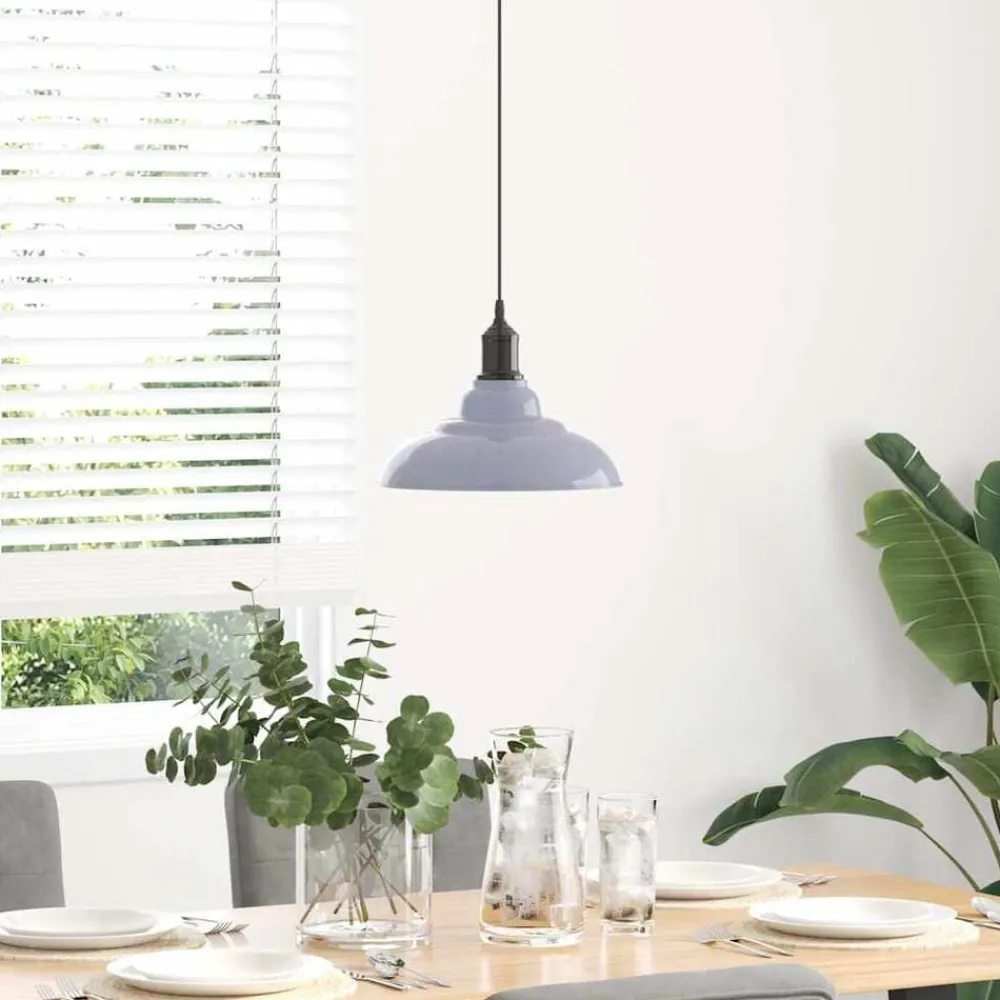 Luminaires-vidaXL Lampe suspendue réglable hauteur E27 Ø 31cm métal Gris brillant