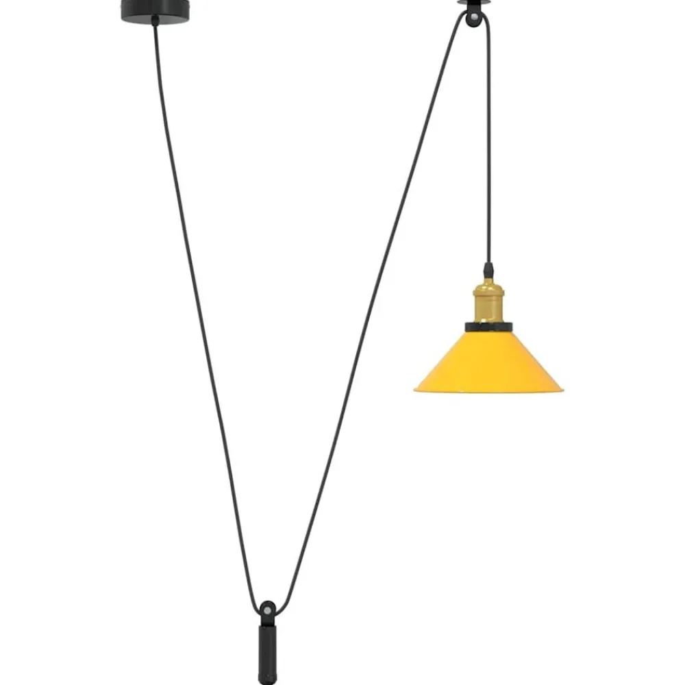 Luminaires-vidaXL Lampe suspendue réglable hauteur E27 Ø22cm métal Jaune brillant