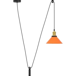Luminaires-vidaXL Lampe suspendue réglable hauteur E27 métal Orange brillant