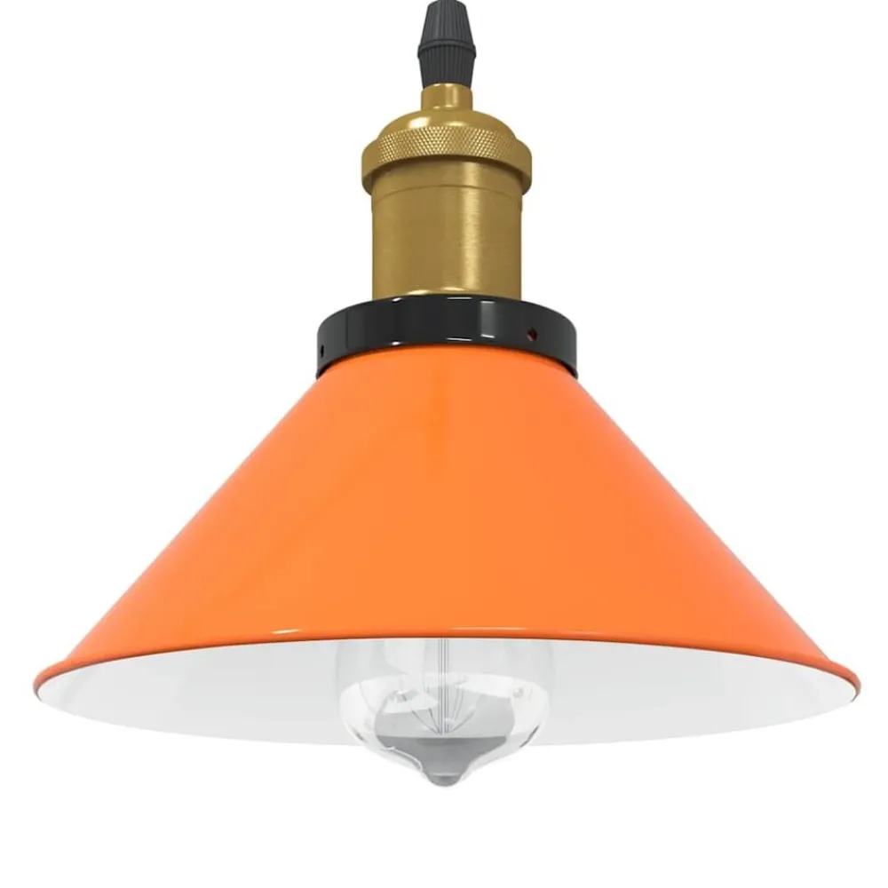 Luminaires-vidaXL Lampe suspendue réglable hauteur E27 métal Orange brillant