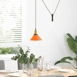 Luminaires-vidaXL Lampe suspendue réglable hauteur E27 métal Orange brillant