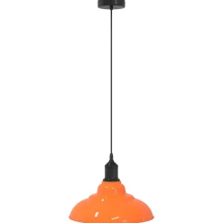 Luminaires-vidaXL Lampe suspendue réglable hauteur E27 métal Orange brillant