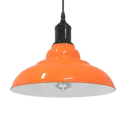 Luminaires-vidaXL Lampe suspendue réglable hauteur E27 métal Orange brillant