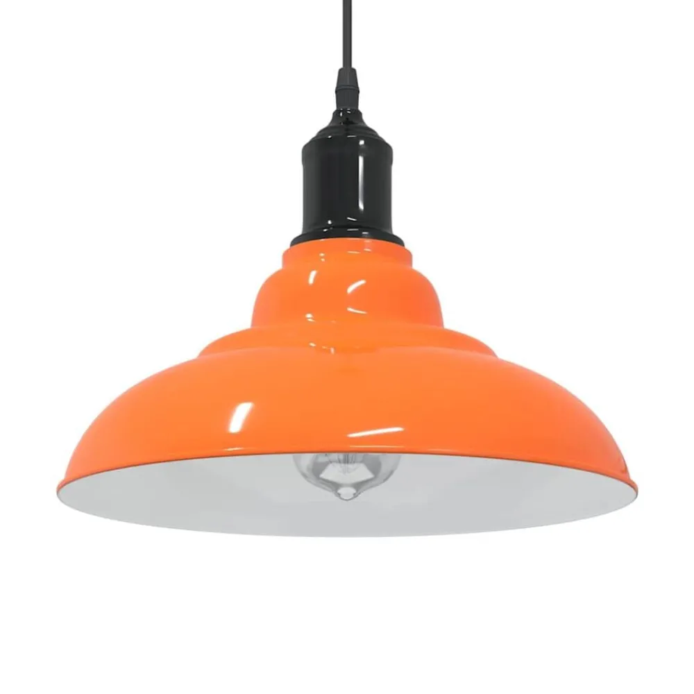 Luminaires-vidaXL Lampe suspendue réglable hauteur E27 métal Orange brillant