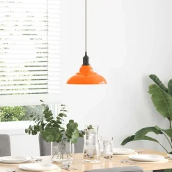 Luminaires-vidaXL Lampe suspendue réglable hauteur E27 métal Orange brillant