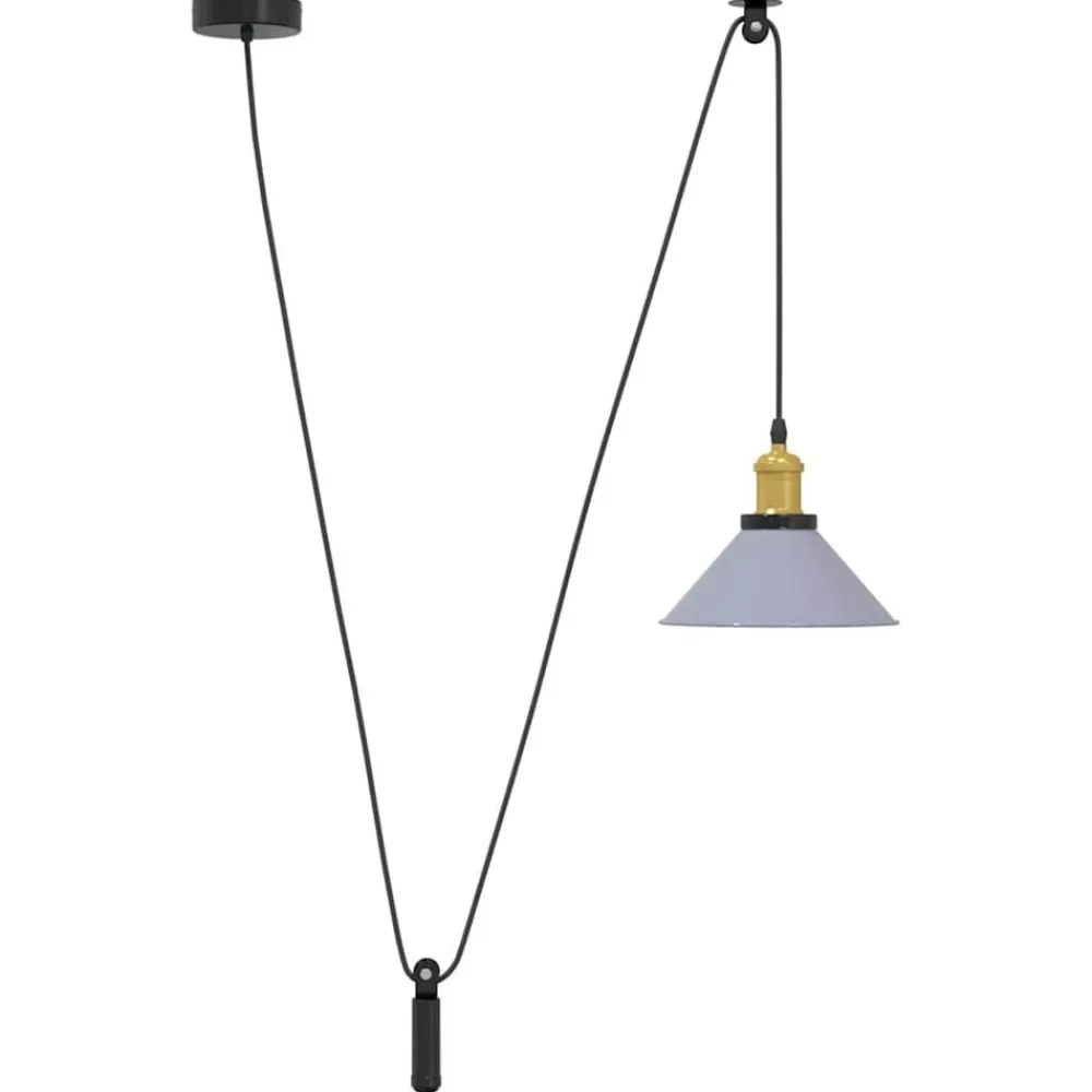 Luminaires-vidaXL Lampe suspendue réglable hauteur E27 Ø 22cm métal Gris brillant