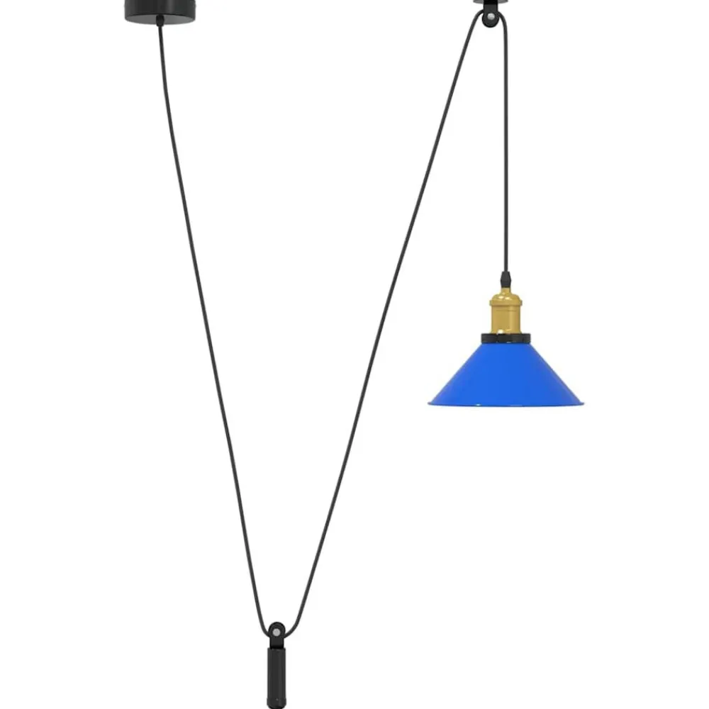 vidaXL Lampe suspendue réglable hauteur E27 bleu foncé Ø 22 cm métal