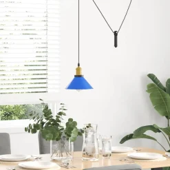 vidaXL Lampe suspendue réglable hauteur E27 bleu foncé Ø 22 cm métal