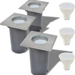 vidaXL Lampes au sol à LED d'extérieur 3 pcs carré