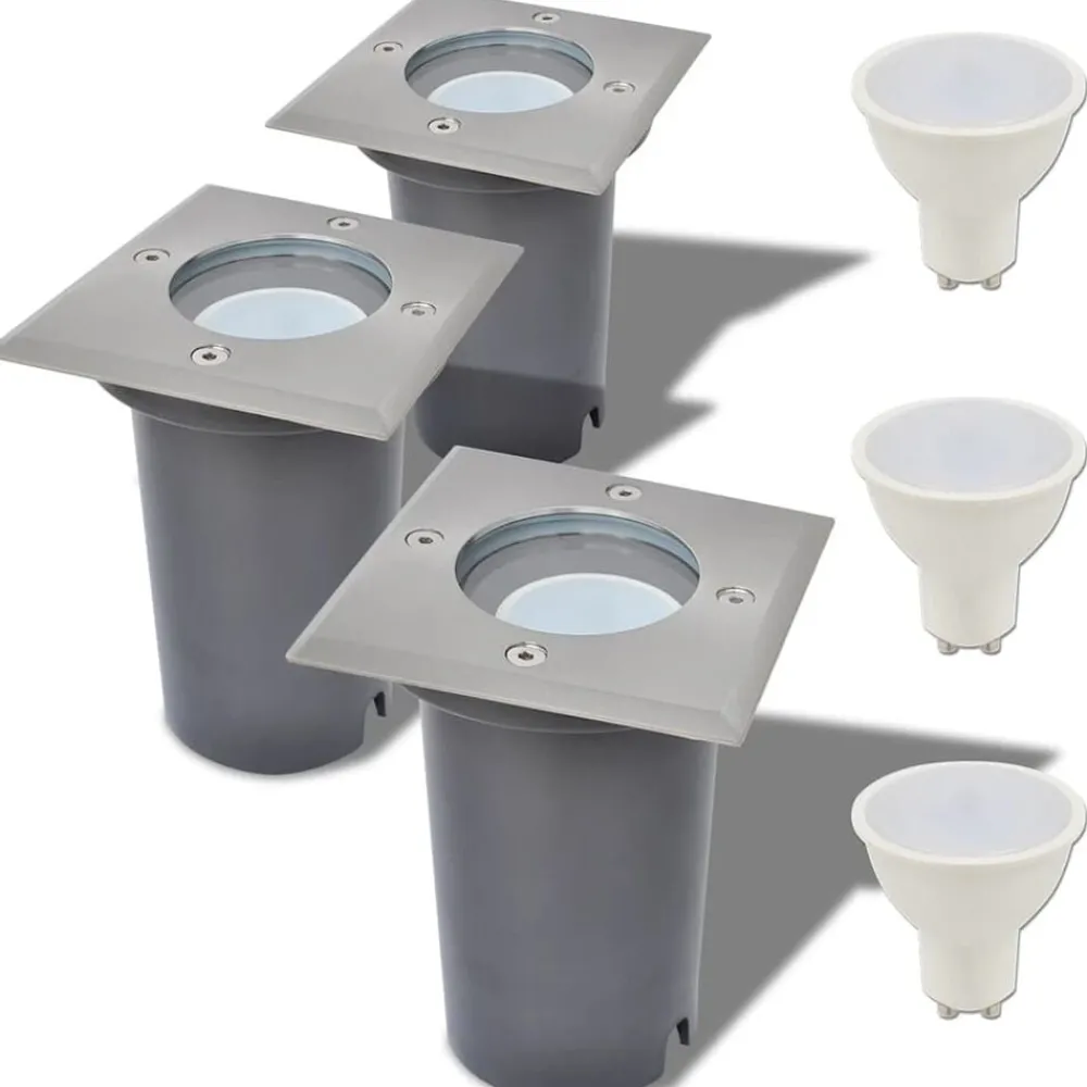 vidaXL Lampes au sol à LED d'extérieur 3 pcs carré