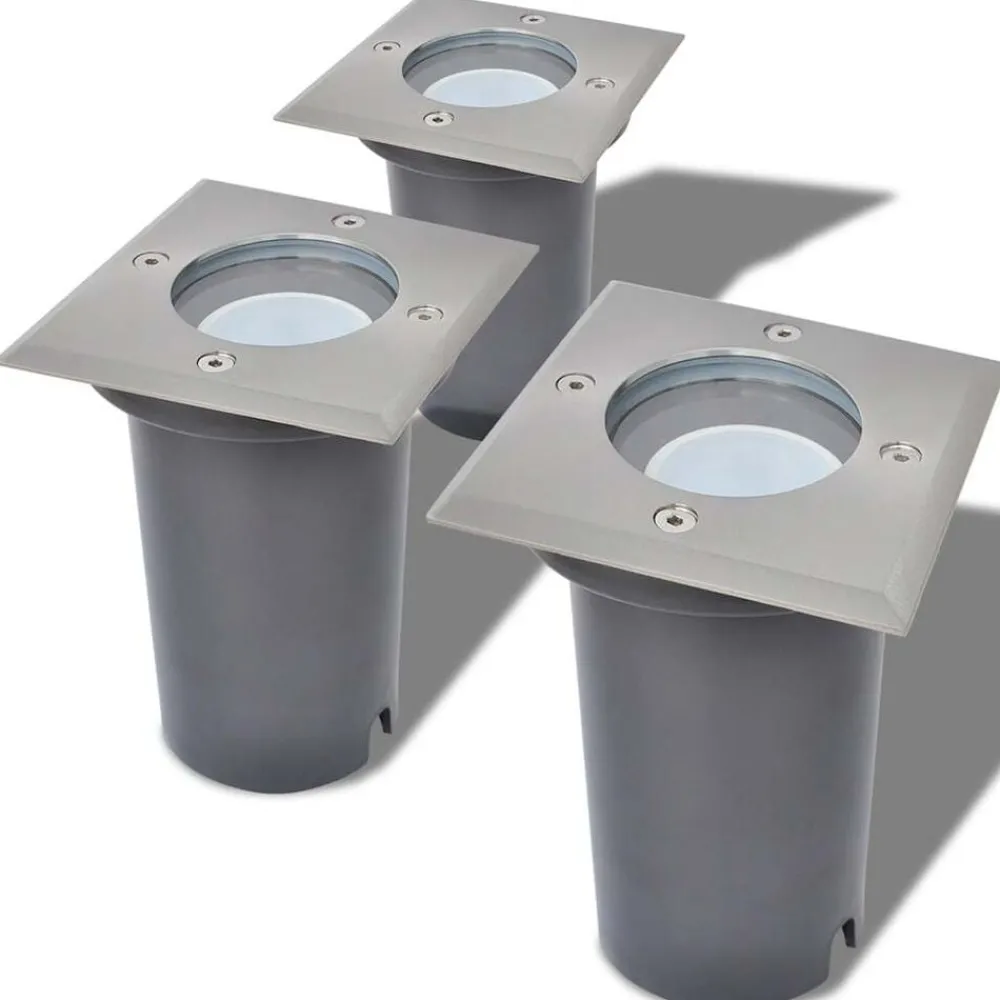 vidaXL Lampes au sol à LED d'extérieur 3 pcs carré