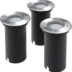 Luminaires-vidaXL Lampes au sol à LED d'extérieur 3 pcs rond