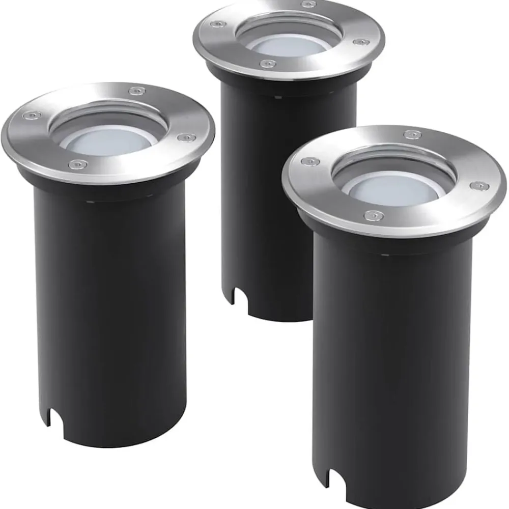 Luminaires-vidaXL Lampes au sol à LED d'extérieur 3 pcs rond