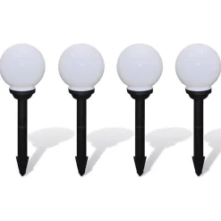 Luminaires-vidaXL Lampes d'allée à LED 4 pcs 15 cm avec piquet de sol
