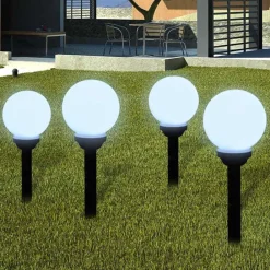 Luminaires-vidaXL Lampes d'allée à LED 4 pcs 15 cm avec piquet de sol