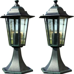 vidaXL Lampes de jardin 2 pcs Vert foncé/Noir Aluminium