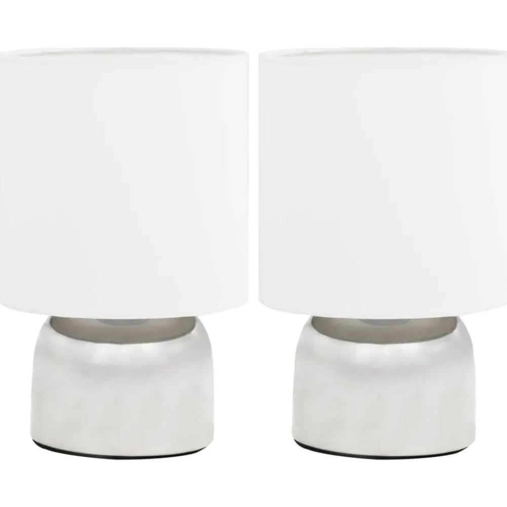 Luminaires-vidaXL Lampes de table 2 pcs Bouton tactile Blanc E14