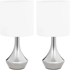 Luminaires-vidaXL Lampes de table 2 pcs Bouton tactile Blanc E14