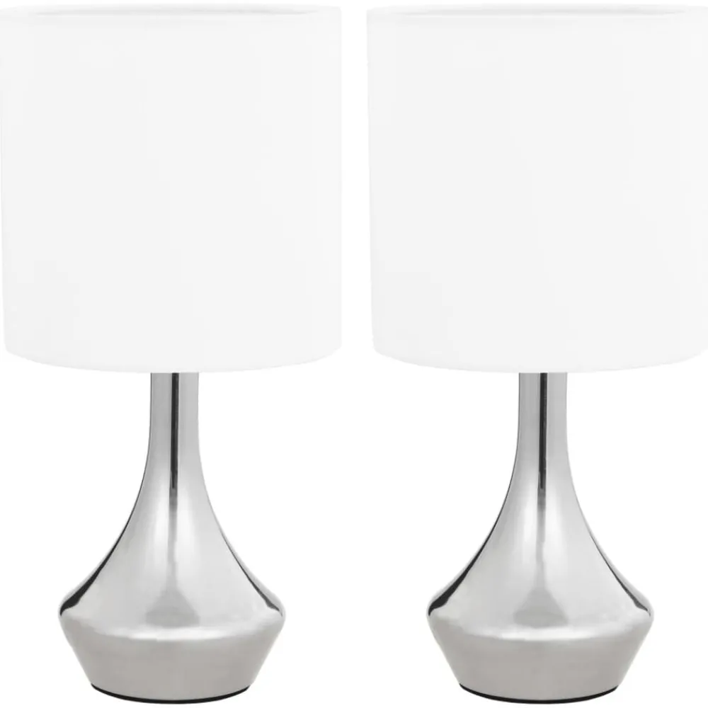 Luminaires-vidaXL Lampes de table 2 pcs Bouton tactile Blanc E14