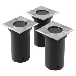 vidaXL Lampes encastrées au sol d'extérieur 3 pcs Carré