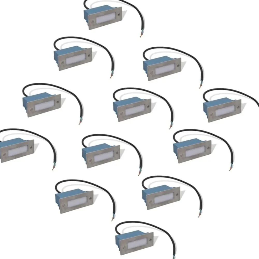 Luminaires-vidaXL Lampes LED encastrée d'escalier 12 pcs 44x111x56 mm