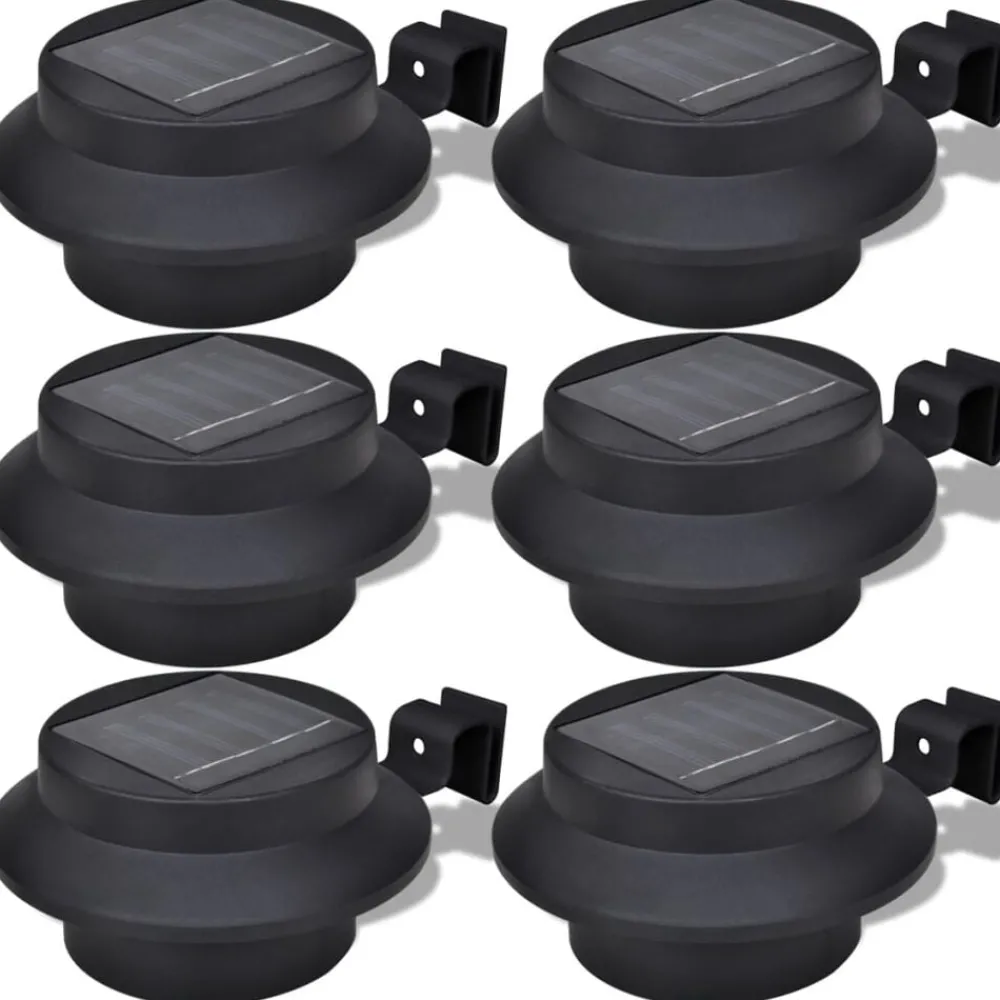 Luminaires-vidaXL Lampes solaires 6 pcs pour clôture gouttière Noir
