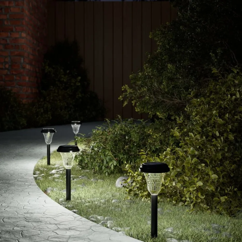 Luminaires-vidaXL Lampes solaires d'allées et piquets de sol 12 pcs Blanc