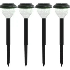 Luminaires-vidaXL Lampes solaires d'allées et piquets de sol 4pcs RVB Blanc chaud
