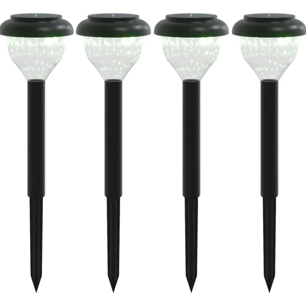 Luminaires-vidaXL Lampes solaires d'allées et piquets de sol 4pcs RVB Blanc chaud