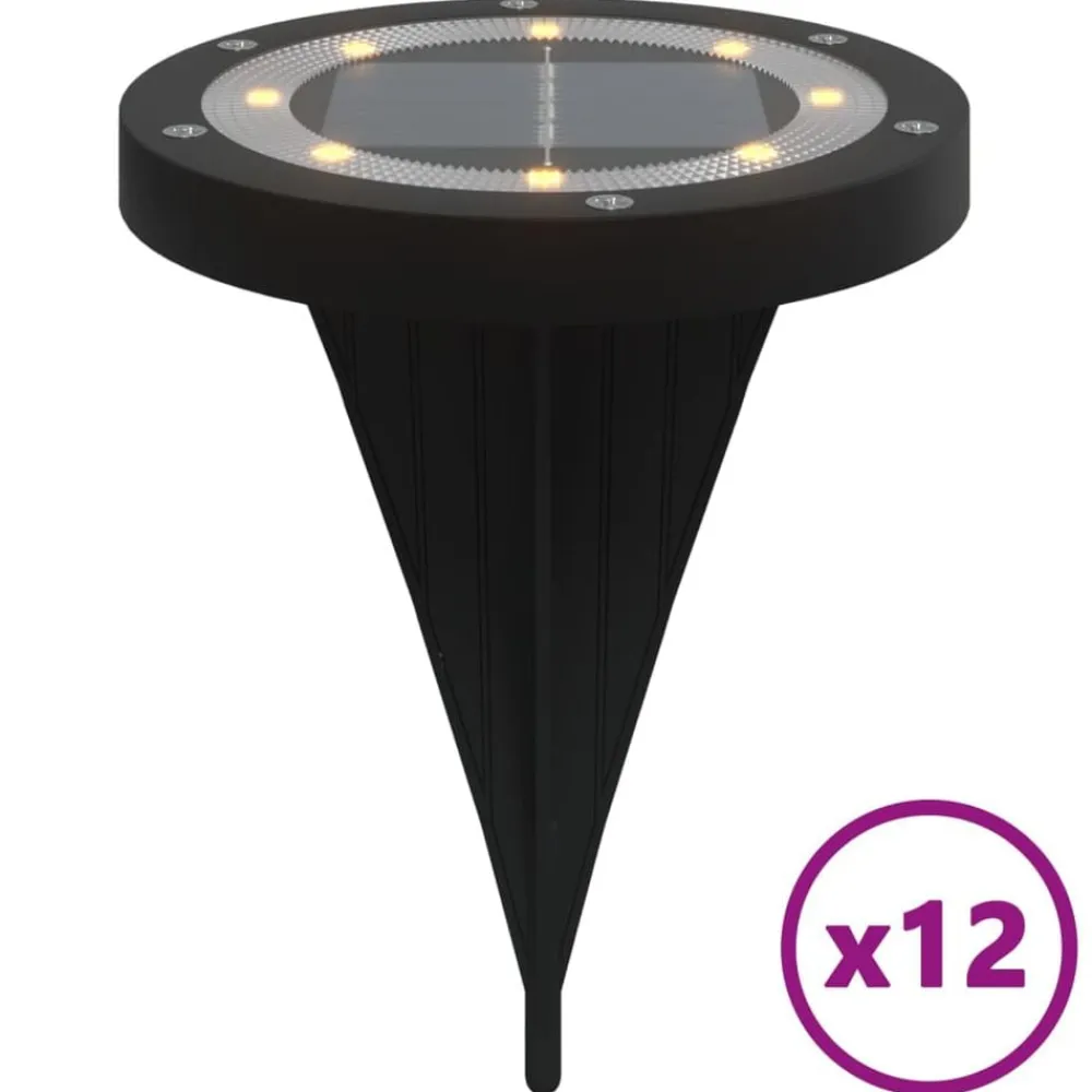 Luminaires-vidaXL Lampes solaires de sol et piquets de sol extérieur 12 pcs
