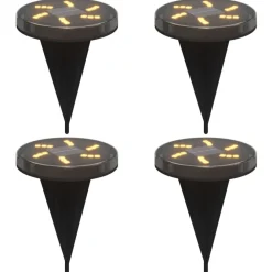 Luminaires-vidaXL Lampes solaires de sol et piquets de sol extérieur 4 pcs