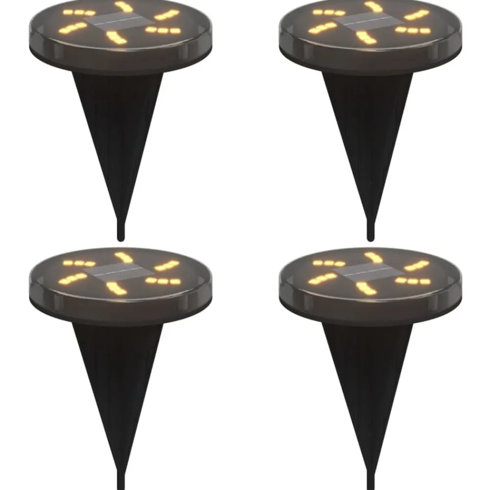 Luminaires-vidaXL Lampes solaires de sol et piquets de sol extérieur 4 pcs