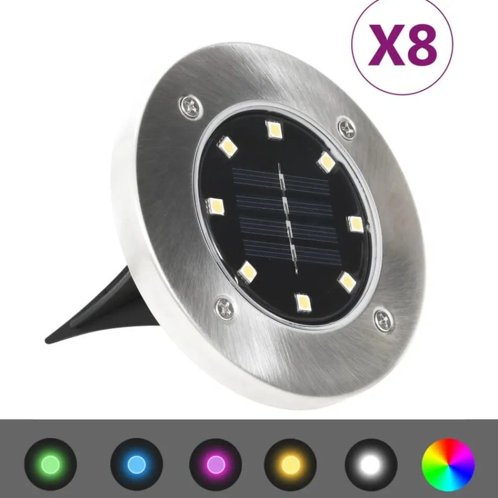 Luminaires-vidaXL Lampes solaires de sol 8 pcs Lumières LED couleur RVB