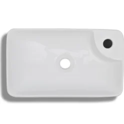 Plomberie-vidaXL Lavabo à trou pour robinet céramique pour salle de bain Blanc