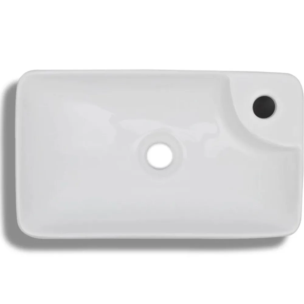 Plomberie-vidaXL Lavabo à trou pour robinet céramique pour salle de bain Blanc