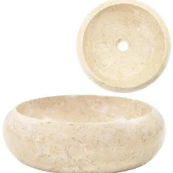 Plomberie-vidaXL Lavabo 40 x 12 cm Marbre Crème Crème