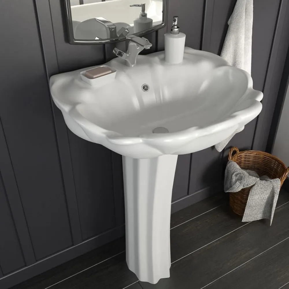 vidaXL Lavabo autoportant avec socle Céramique Blanc 580x510x200 mm