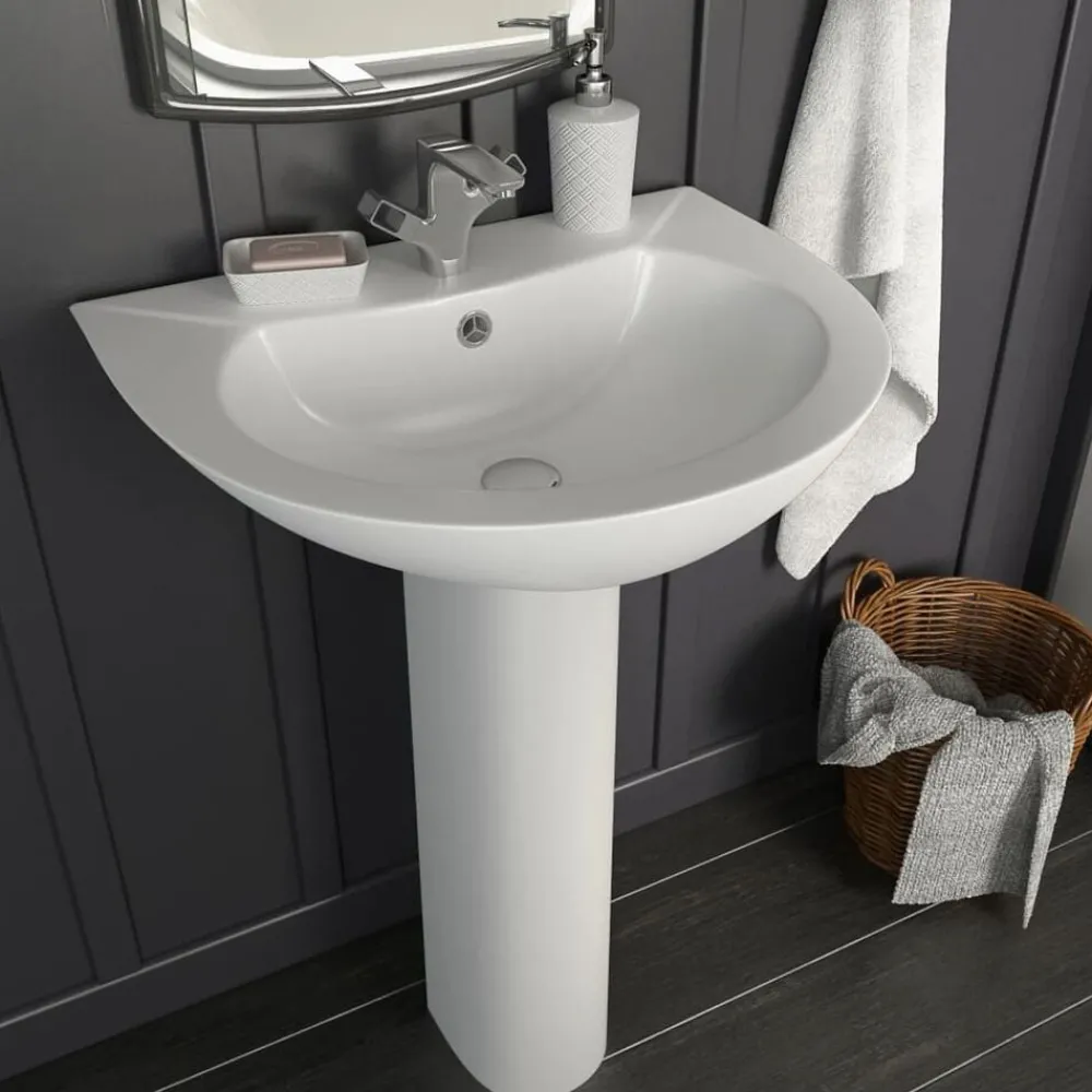 vidaXL Lavabo autoportant avec socle Céramique Blanc 520x440x190 mm