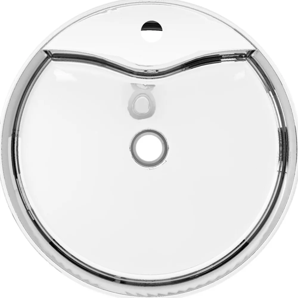 Plomberie-vidaXL Lavabo avec trop-plein 46,5 x 15,5 cm Céramique é Argent