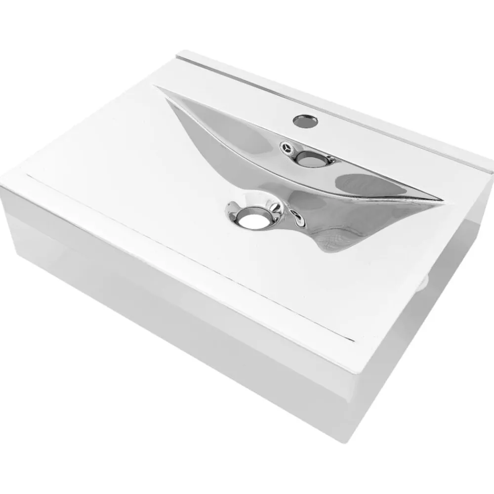 vidaXL Lavabo avec trop-plein 60x46x16 cm Céramique é