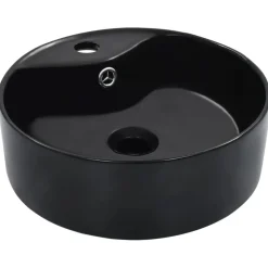 Plomberie-vidaXL Lavabo avec trop-plein 36x13 cm Céramique Noir