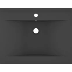 Plomberie-vidaXL Lavabo avec trou de robinet 60x46 cm Céramique gris foncé mat