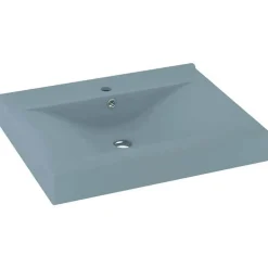 Plomberie-vidaXL Lavabo avec trou de robinet 60x46 cm Céramique bleu clair mat