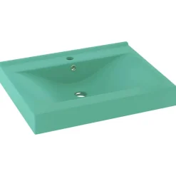 Plomberie-vidaXL Lavabo avec trou de robinet 60x46 cm Céramique vert clair mat