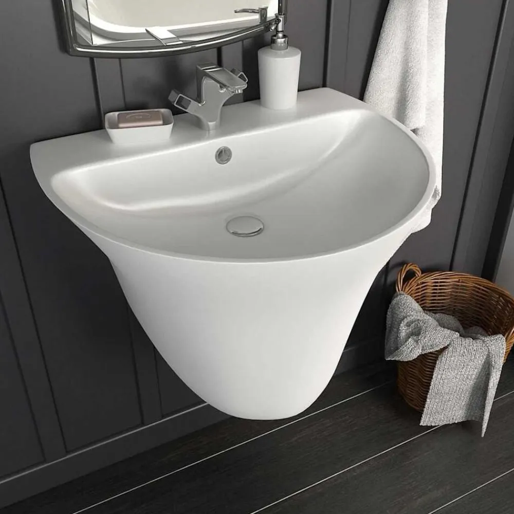 vidaXL Lavabo Blanc 56 x 48 x 42 cm Céramique Émaillée