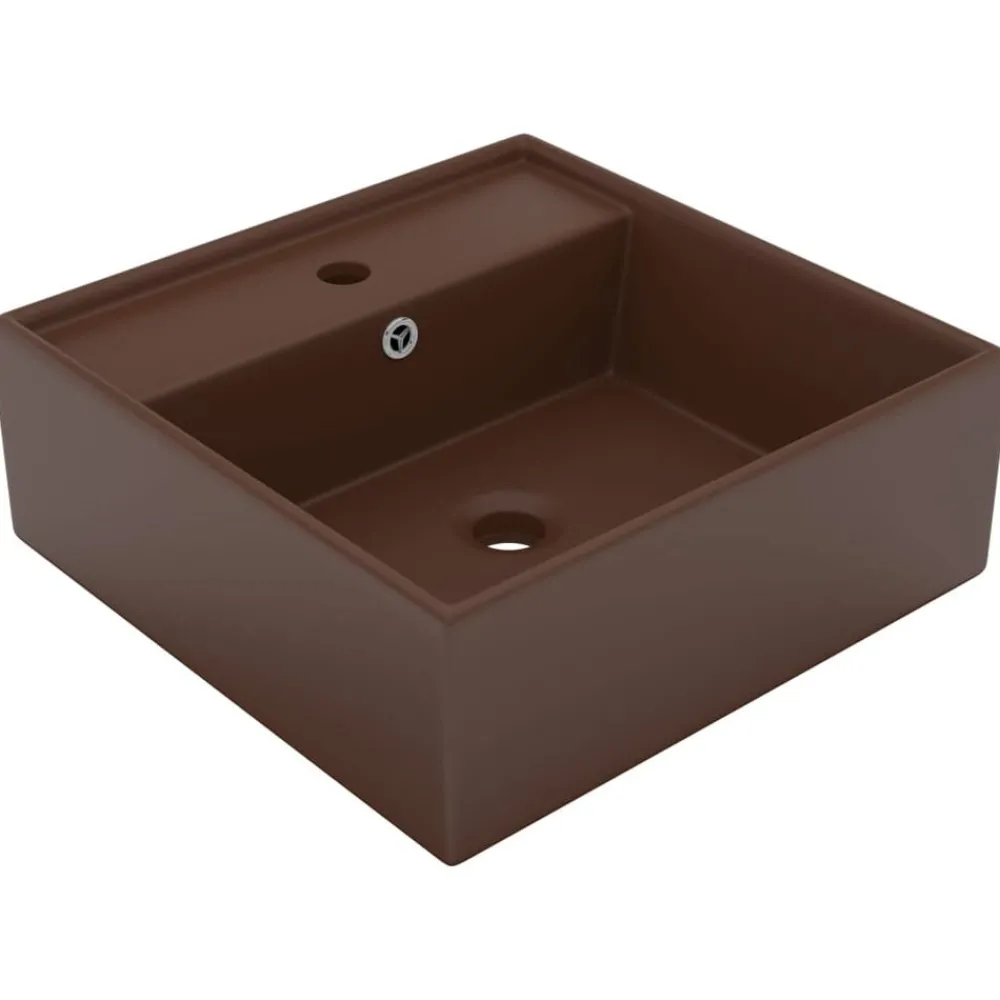 vidaXL Lavabo carré à trop-plein 41x41 cm Céramique