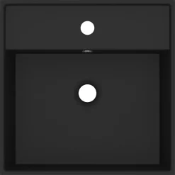 Plomberie-vidaXL Lavabo carré de luxe à trop-plein 41x41 cm Céramique Noir mat