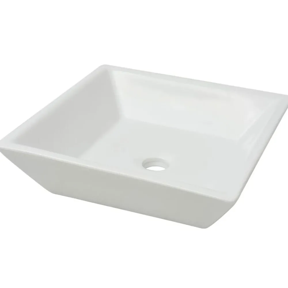 Plomberie-vidaXL Lavabo carrée Céramique 41,5 x 41,5 x 12 cm Blanc