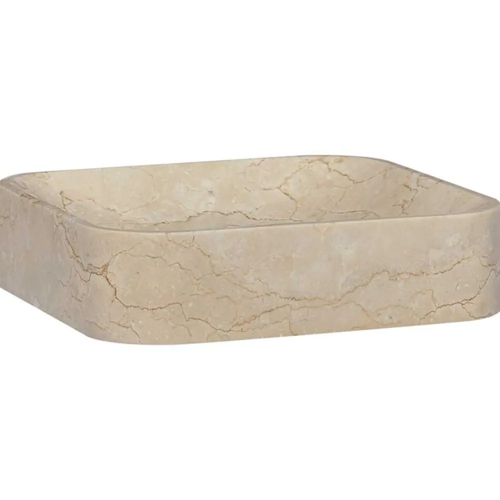 Plomberie-vidaXL Lavabo Crème 40x40x10 cm Marbre Crème